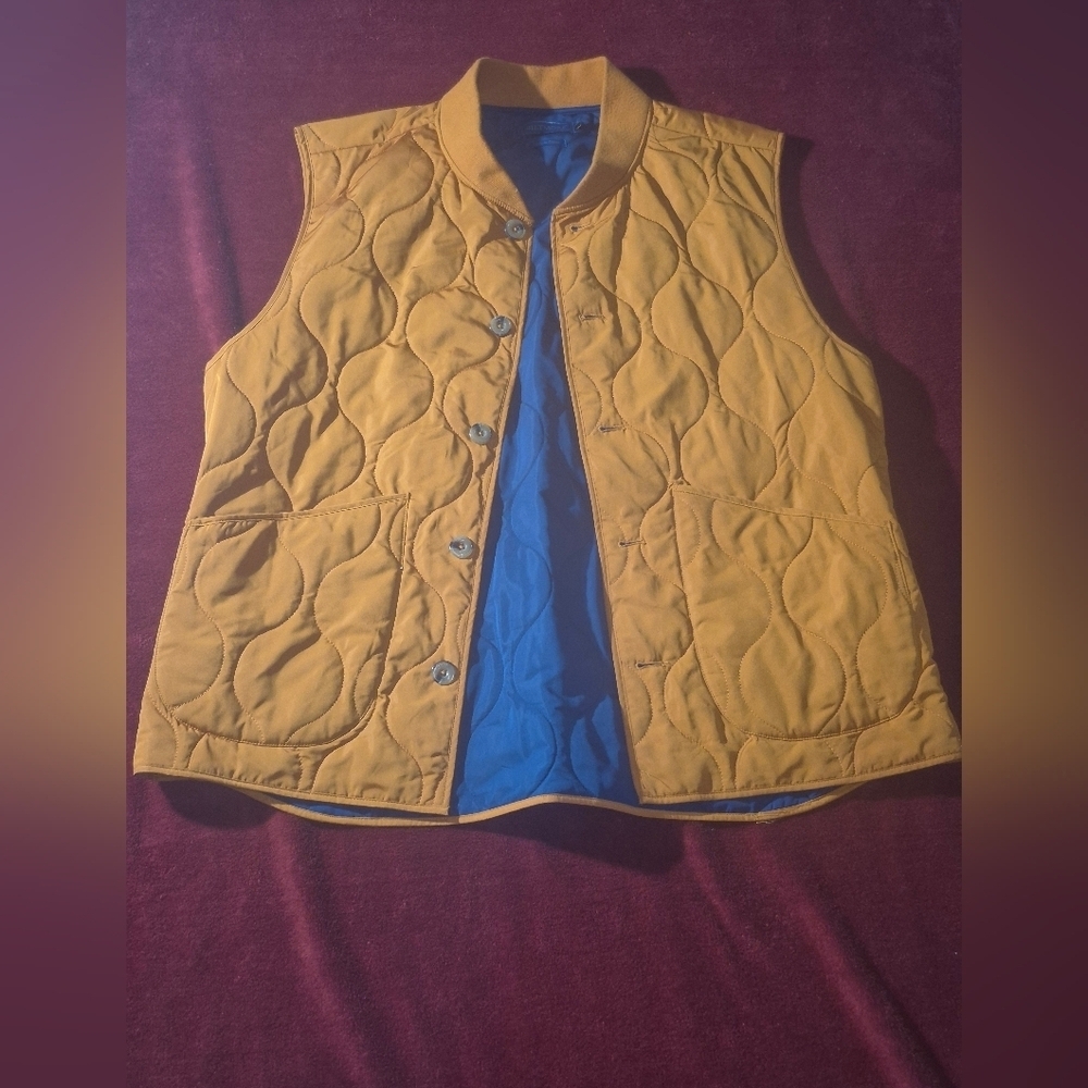 Men's Orange Quilted Vest with Blue Lining - Picture 6 of 9